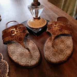 Vintage Salvatore Ferragamo monogrammed thong sandals, size 6.5